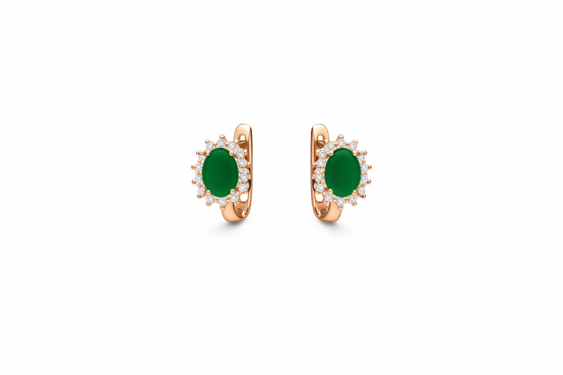 Золоті Сережки, Вага 3.51 г, Вставка Діамант 0.34 ct 3/6, Зелений Онікс 0.80 ct : Артикул 200000180439 Золоті Сережки, Вага 3.51 г, Вставка Діамант 0.34 ct 3/6, Зелений Онікс 0.80 ct : Артикул 200000180439
